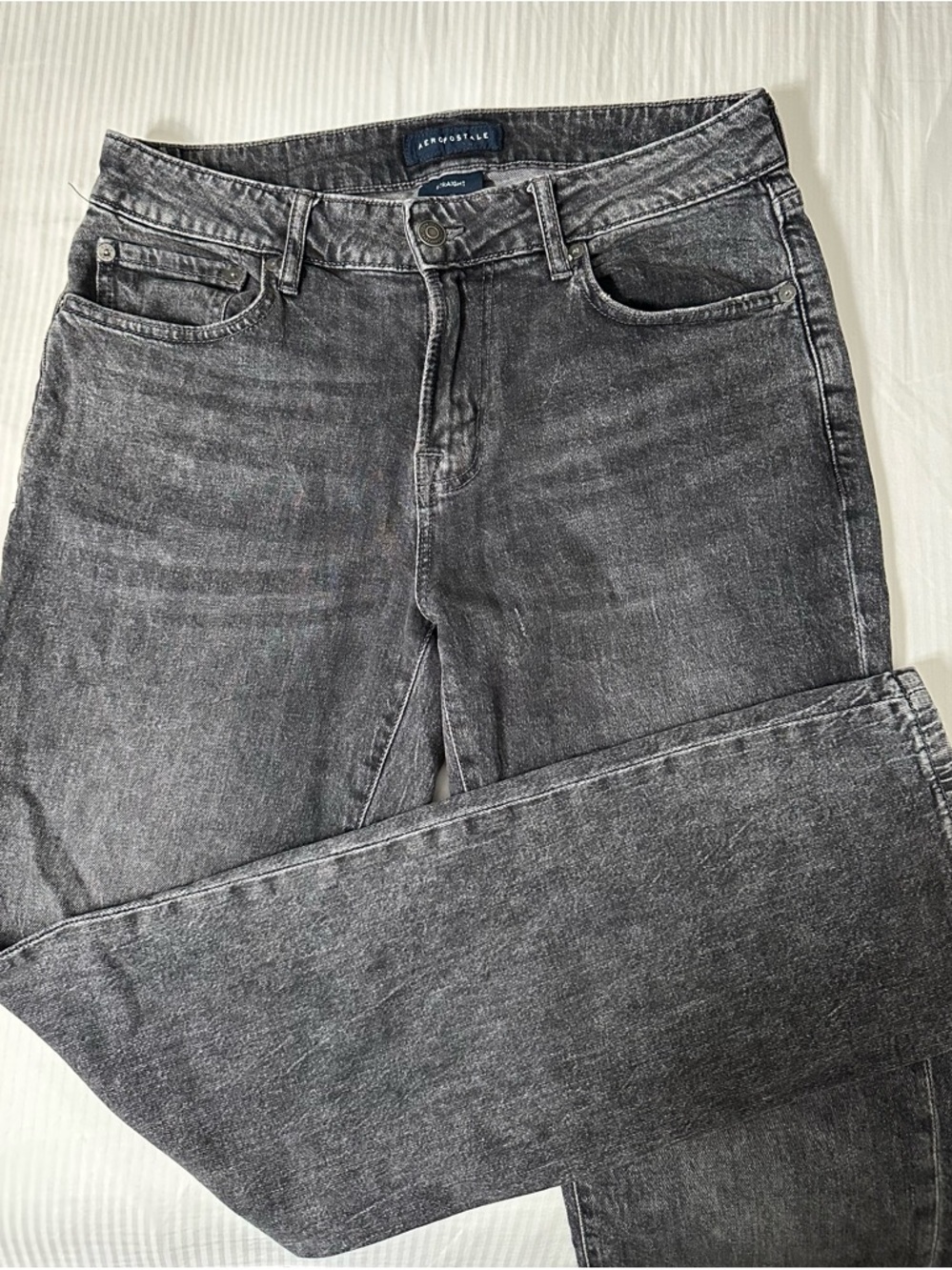 Abercrombie & Fitch Men's Washed Black Straight Slim Jeans